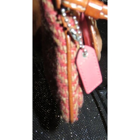 Coach Scaro Hampton Soho Herringbone Camel Leather Rose Tweed Wool Wristlet - Picture 5 of 15
